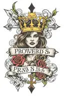 Proverbs 3:5-6 written out with crosses and clouds with gods hands in the back and a crown of thorns on the wrist tattoo design idea