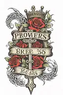 Proverbs 3:5-6 written out with crosses and clouds with gods hands in the back and a crown of thorns on the wrist tattoo design idea