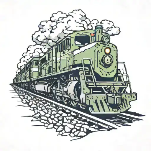 derailed train and railroad tracks tattoo design idea