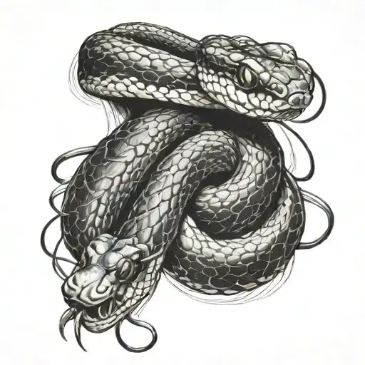 Four biting snakes tattoo design idea