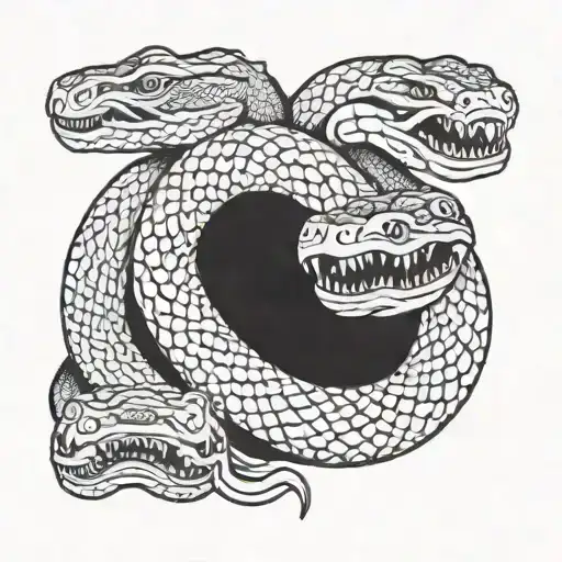 Four biting snakes tattoo design idea