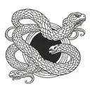 Four biting snakes tattoo design idea