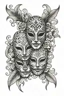 masks one sad, one happy tattoo design idea