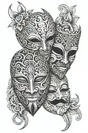masks one sad, one happy tattoo design idea