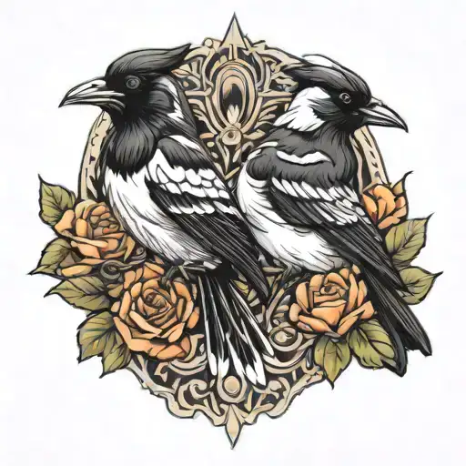 magpies tattoo design idea