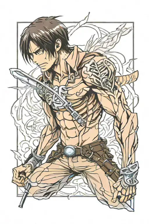 attack on titan with eren and his titan form scrreaming tattoo design idea