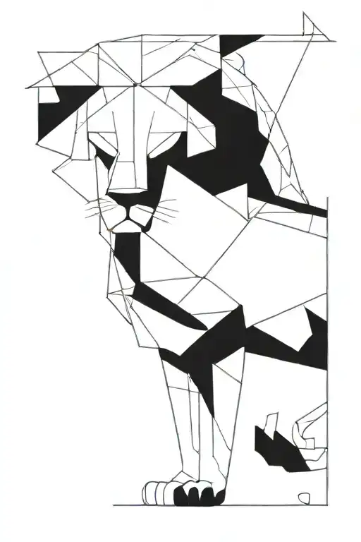 geometric lion tattoo design idea