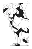geometric lion tattoo design idea