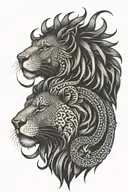 symmetrical half lion half scorpion tattoo design idea