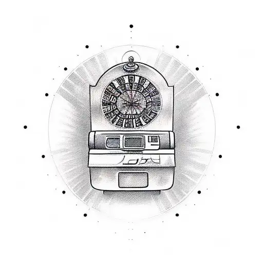 Create a tattoo design featuring a classic 777 slot machine, but with a twist. Instead of the typical winning combinatio tattoo design idea