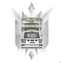 Create a tattoo design featuring a classic 777 slot machine, but with a twist. Instead of the typical winning combinatio tattoo design idea