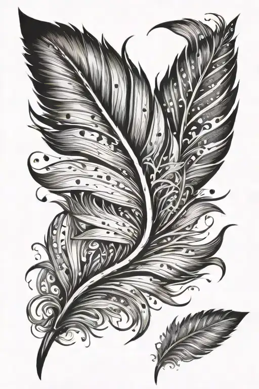 feather twisted feather transforming tattoo design idea