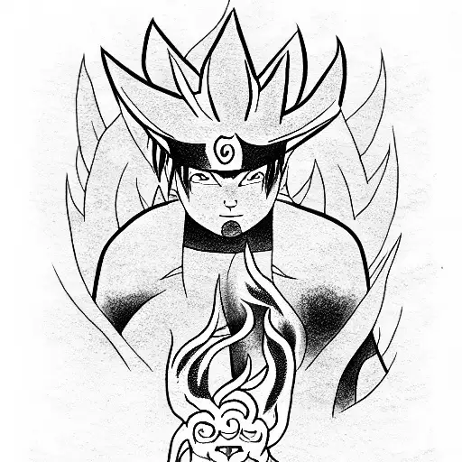 Kurama with naruto fullbody tattoo design idea