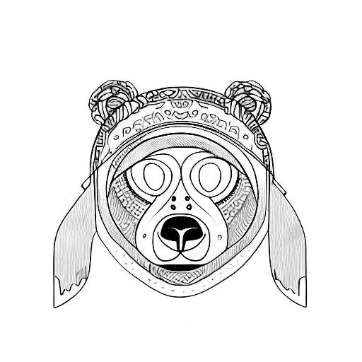 A A Bear meditating with an eye mask on tattoo design idea