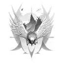 hawk with scenery tattoo design idea