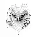 hawk with scenery tattoo design idea