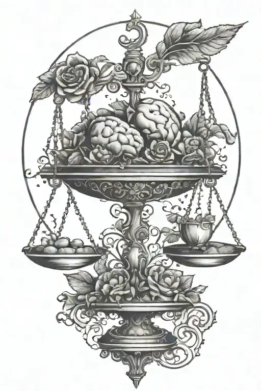 Weighing the heart and brain on the scales balancing life tattoo design idea