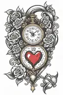 Heart clock melting tattoo design idea