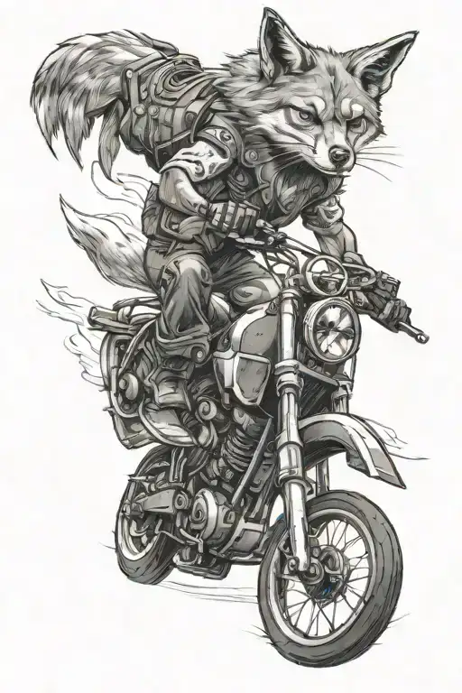 coyot on high bar motorbike chasing  tattoo design idea