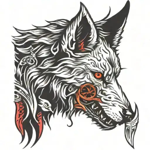tear of lucifer crying and a wolf tattoo design idea