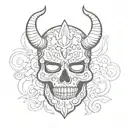 sugar skull lucha mask with devil horns tattoo design idea