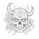 sugar skull lucha mask with devil horns tattoo design idea
