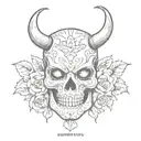 sugar skull lucha mask with devil horns tattoo design idea