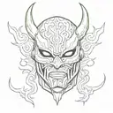 Rey mysterio mask with devil horns tattoo design idea