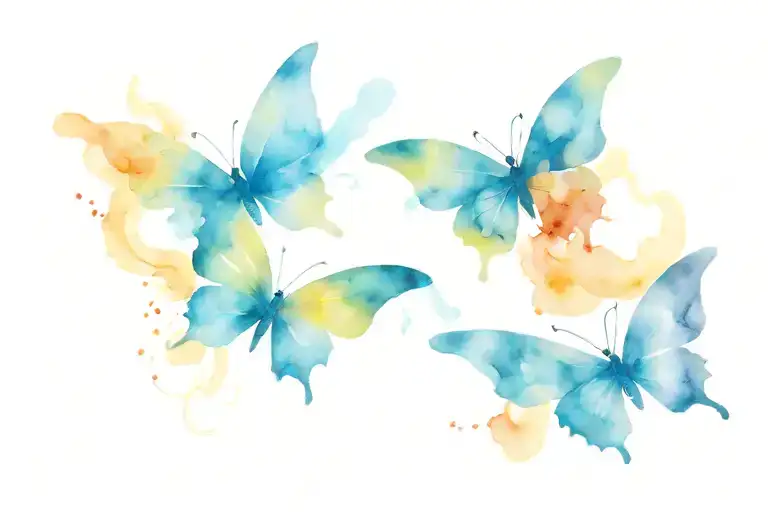 two fire-smoky butterflies with smoky trail behind tattoo design idea