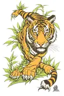 tiger bamboo forest tattoo design idea