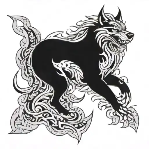 fenrir and vikings tattoo design idea