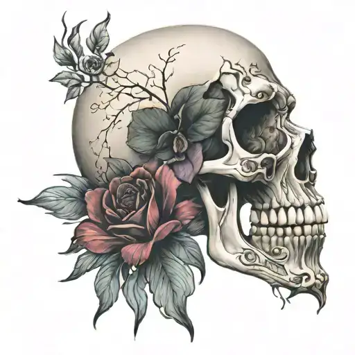 half skull half face hand tattoo tattoo design idea
