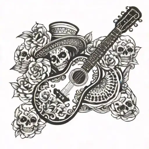 mexican mariachi theme sleeve  tattoo design idea