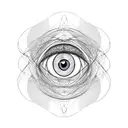 A minimalist design featuring an open eye with abstract lines extending outward, symbolizing the limitless possibilities tattoo design idea