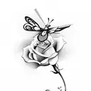 shears with rose and butterflies  tattoo design idea