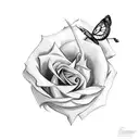 shears with rose and butterflies  tattoo design idea