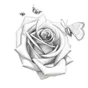 shears with rose and butterflies  tattoo design idea