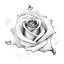 shears with rose and butterflies  tattoo design idea