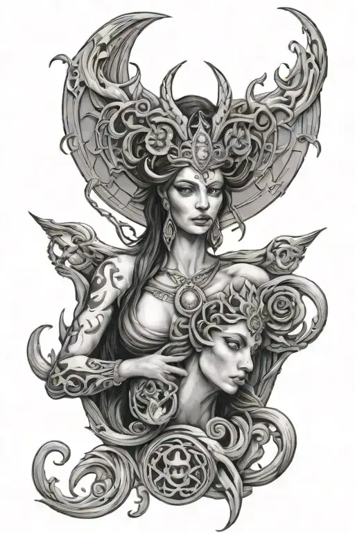hecate goddess tattoo design idea