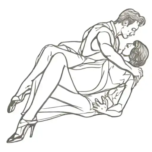 Create a sketch-style tattoo of a tango couple in a dramatic pose tattoo design idea
