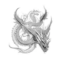 twin dragons tattoo design idea