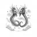 twin dragons tattoo design idea