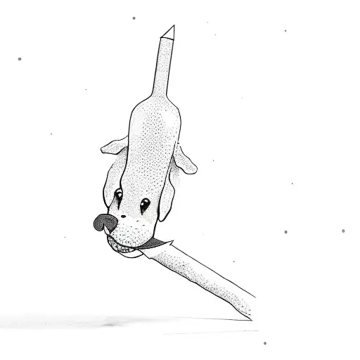 a dog with a toy in its mouth tattoo design idea