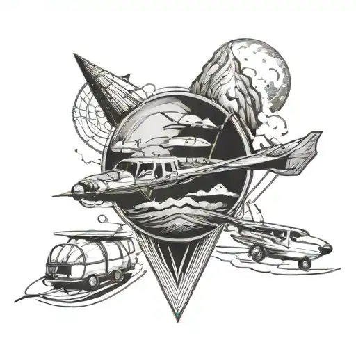 A tattoo design symbolizing your role as a mother of two boys, incorporating elements of adventure and travel to represent your journey in life tattoo design idea