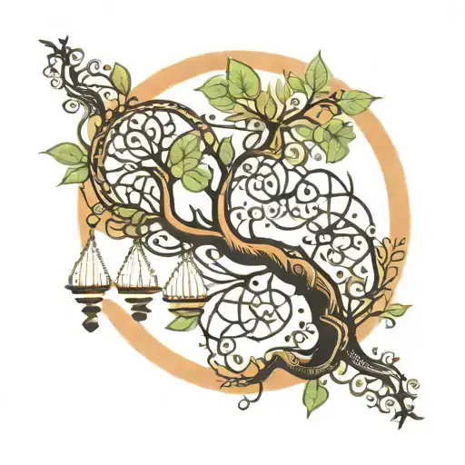 tree of life with dna in binary code flowing tattoo design idea