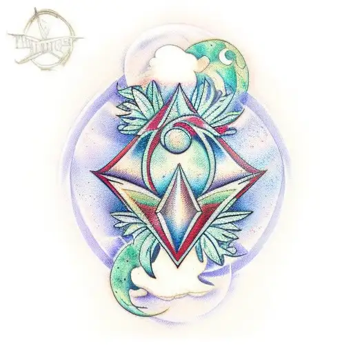 Fractal mixed with nature  tattoo design idea