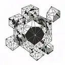 tesseract cube tattoo design idea