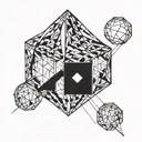 tesseract cube tattoo design idea
