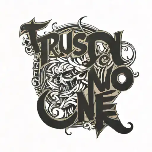 Trust No One hand tatto design script font tattoo design idea