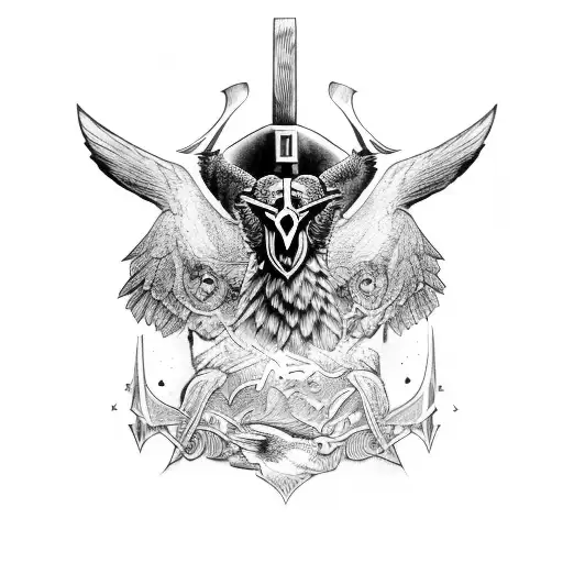 Raven, Norse, viking tattoo design idea